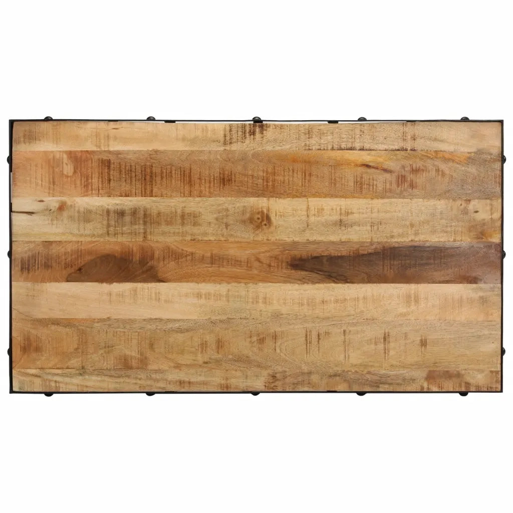Tavolino da Salotto con Ruote Legno Massello Mango 100x55x26 cm