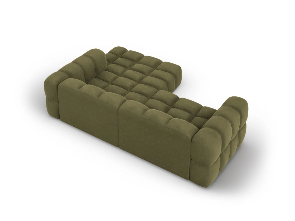 Cosmopolitan Design - Divano angolare modulare destro "Sky" 3 posti in velluto verde chiaro 