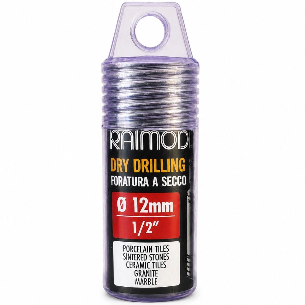 Foretto diamantato a secco raimondi attacco m14 per gres e marmo *** misura Ø12 mm (1/2”), confezione 1
