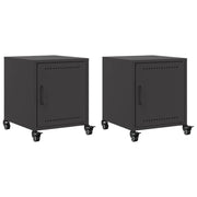 Set di 2 Comodini | Armadio da Notte | Mobiletto da notte Neri 36x39x43,5 cm in Acciaio