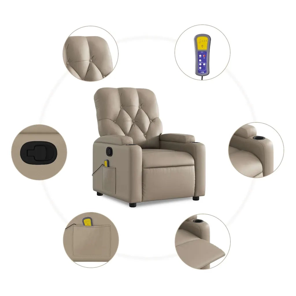 Poltrona Massaggiante | Sedia Relax Reclinabile cappuccino in Similpelle