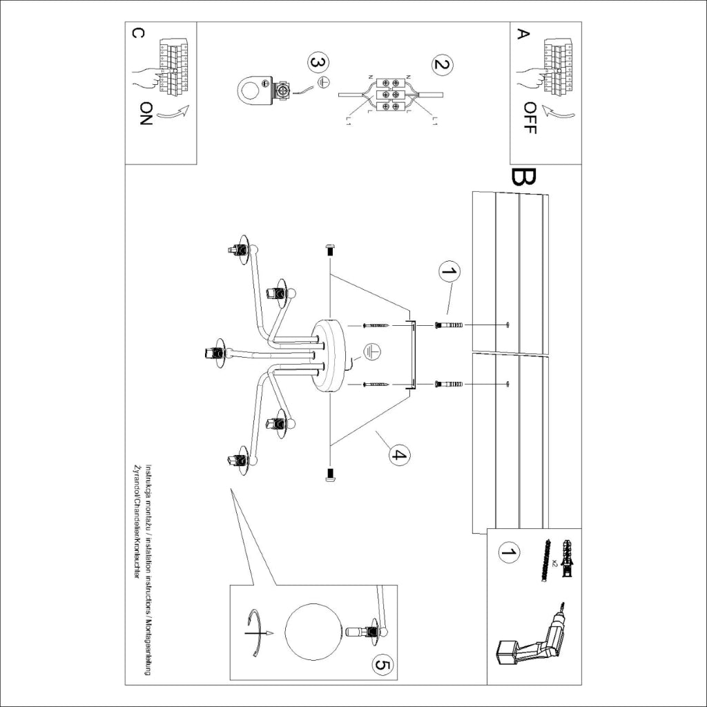 Lampadario ASTRAL 5 bianco