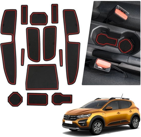 Pannelli di gomma antiscivolo compatibili con Dacia Sandero 3 / Sandero Stepway III 2021-2024, pannelli di gomma per auto, accessori per auto, pannelli di gomma antiscivolo, scatola di stivaggio pannelli di gomma antiscivolo