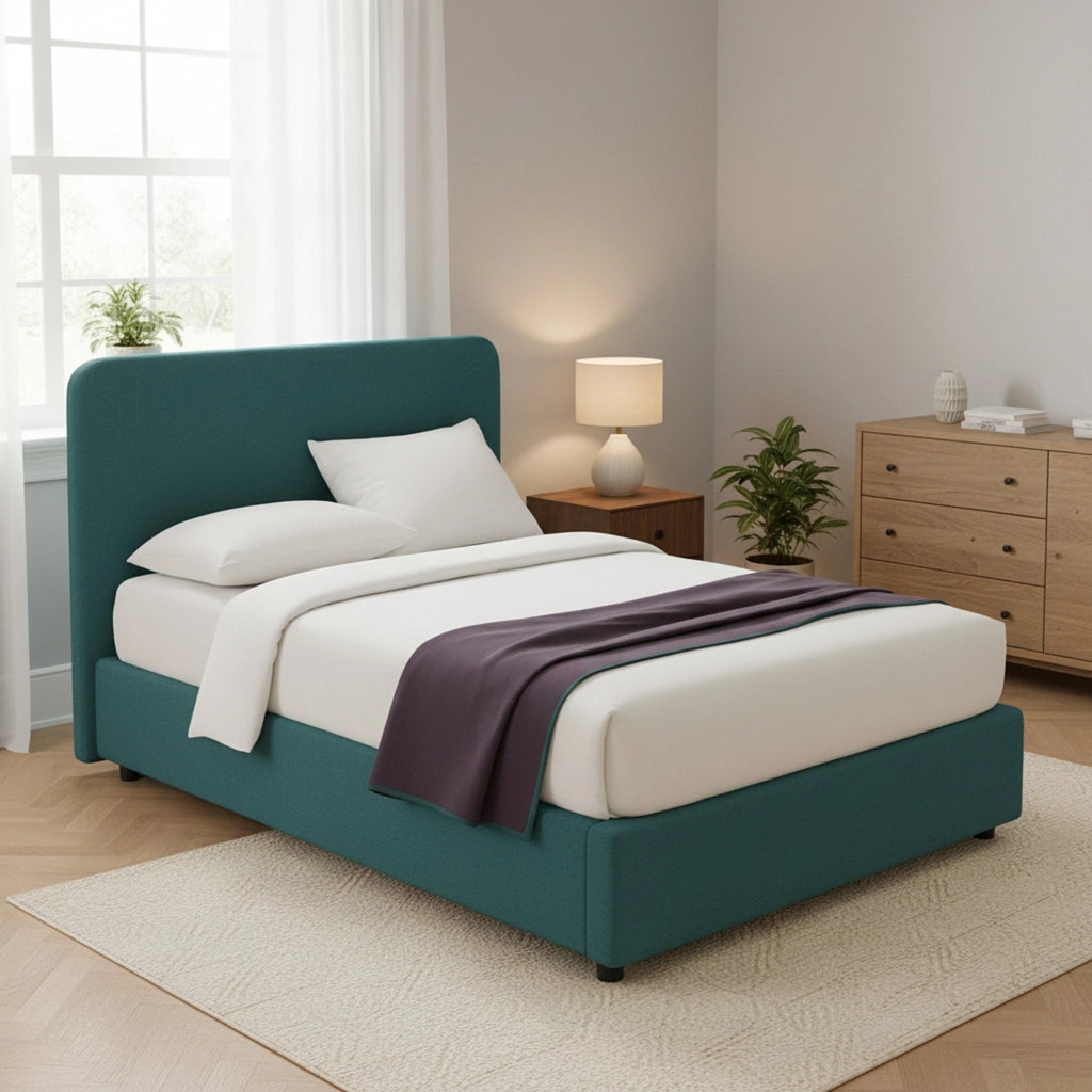 Wigan, Letto Matrimoniale Sfoderabile Made in Italy, Verde Petrolio