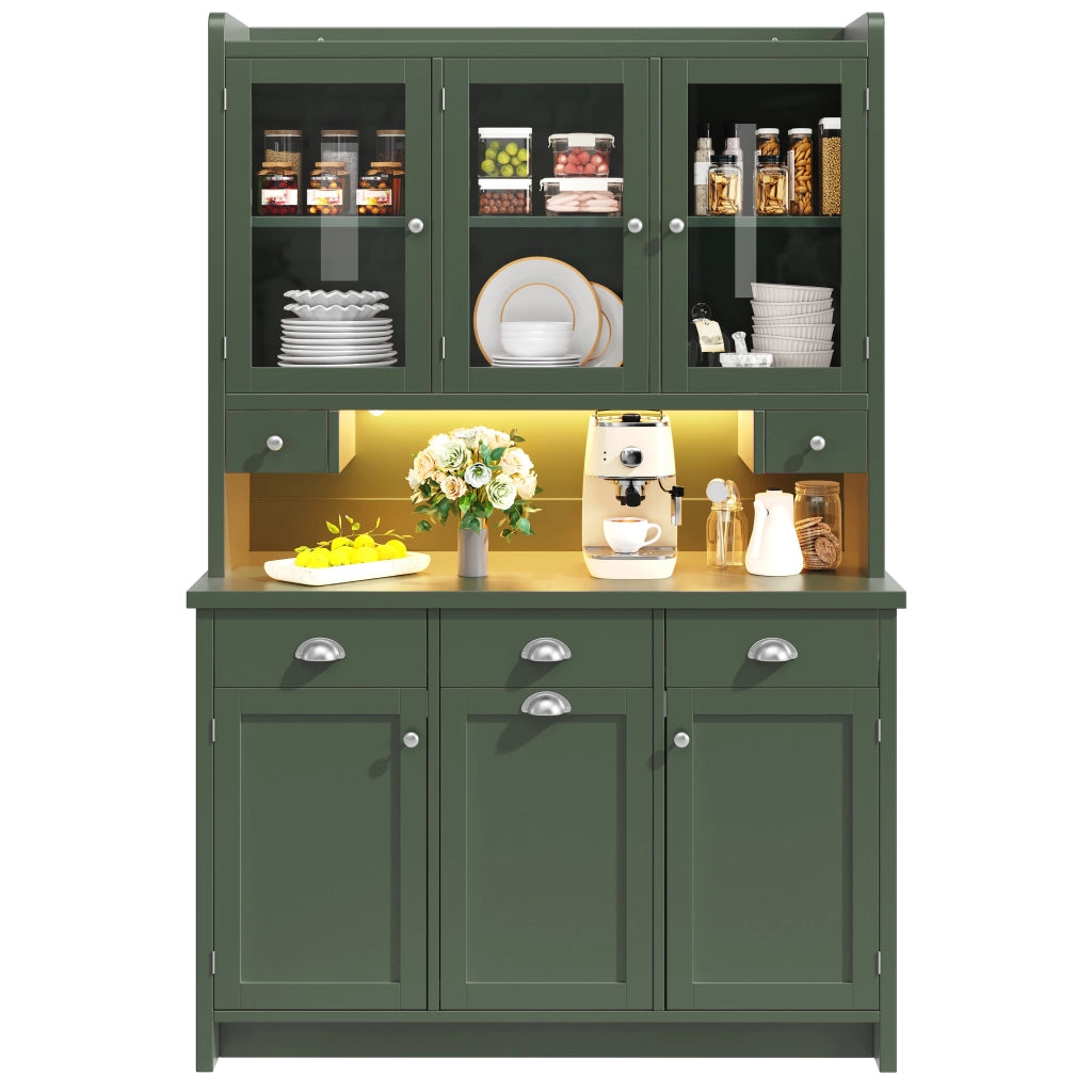 Mobile Cucina con LED e Vetro ¨C MINIMAL ¨C Verde, 180x120 cm, 3 Ante