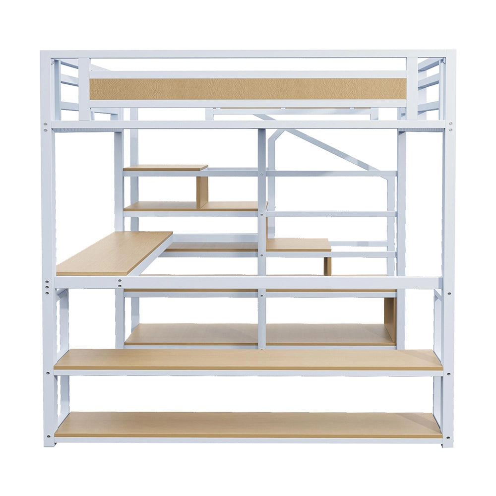 Letto mezzanino metallico 140x200cm - Xylo - bianco, stabilità ottimale