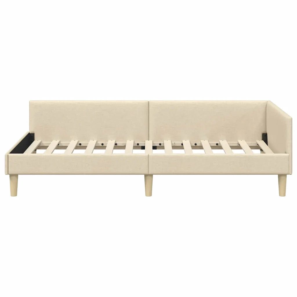 Cornice del letto ad angolo Crema 90 x 190 cm Tessuto 42016115