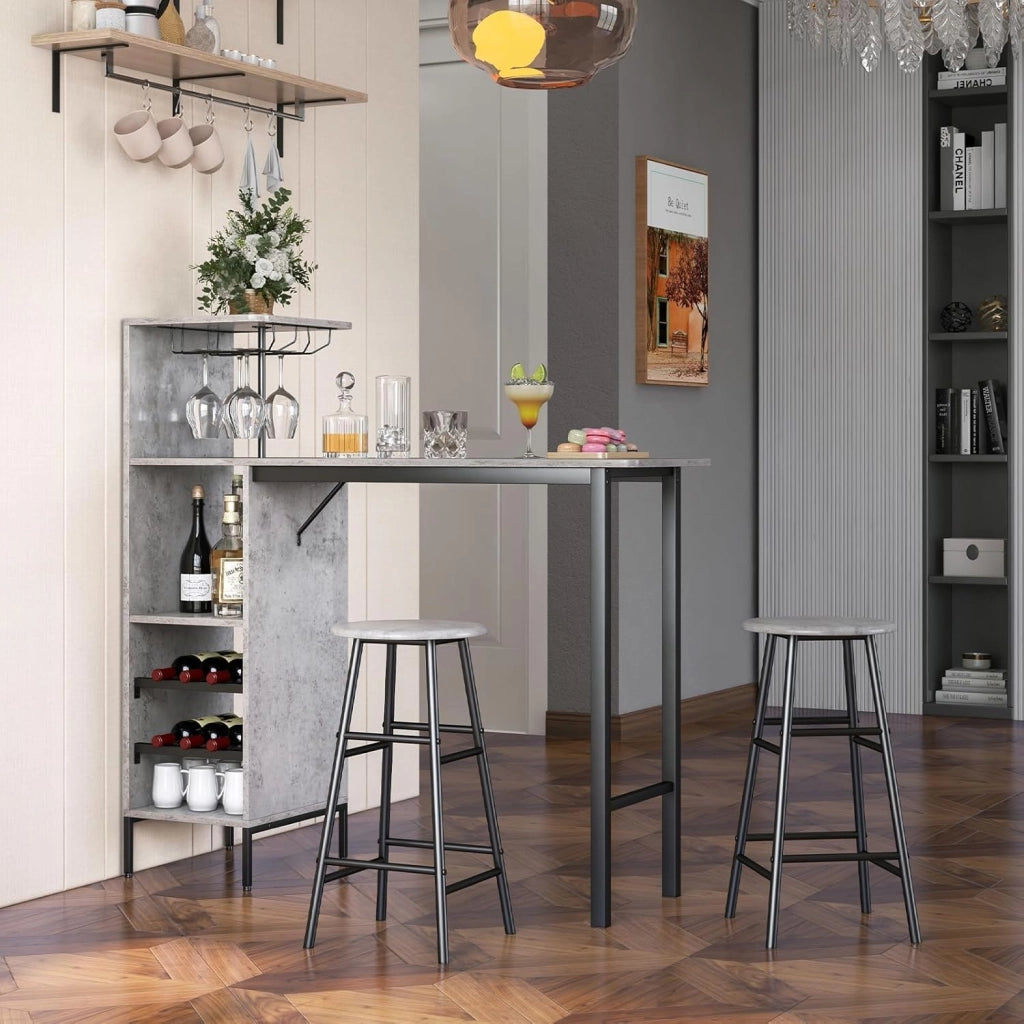 Tavolo Alto con Sgabelli 3 pz Tavolino e Bancone Bar, Penisola Cucina con Sgabelli, Tavolo Bistro in Forma Quadrata 120x40x90 cm, 4 Colori (Grigio)