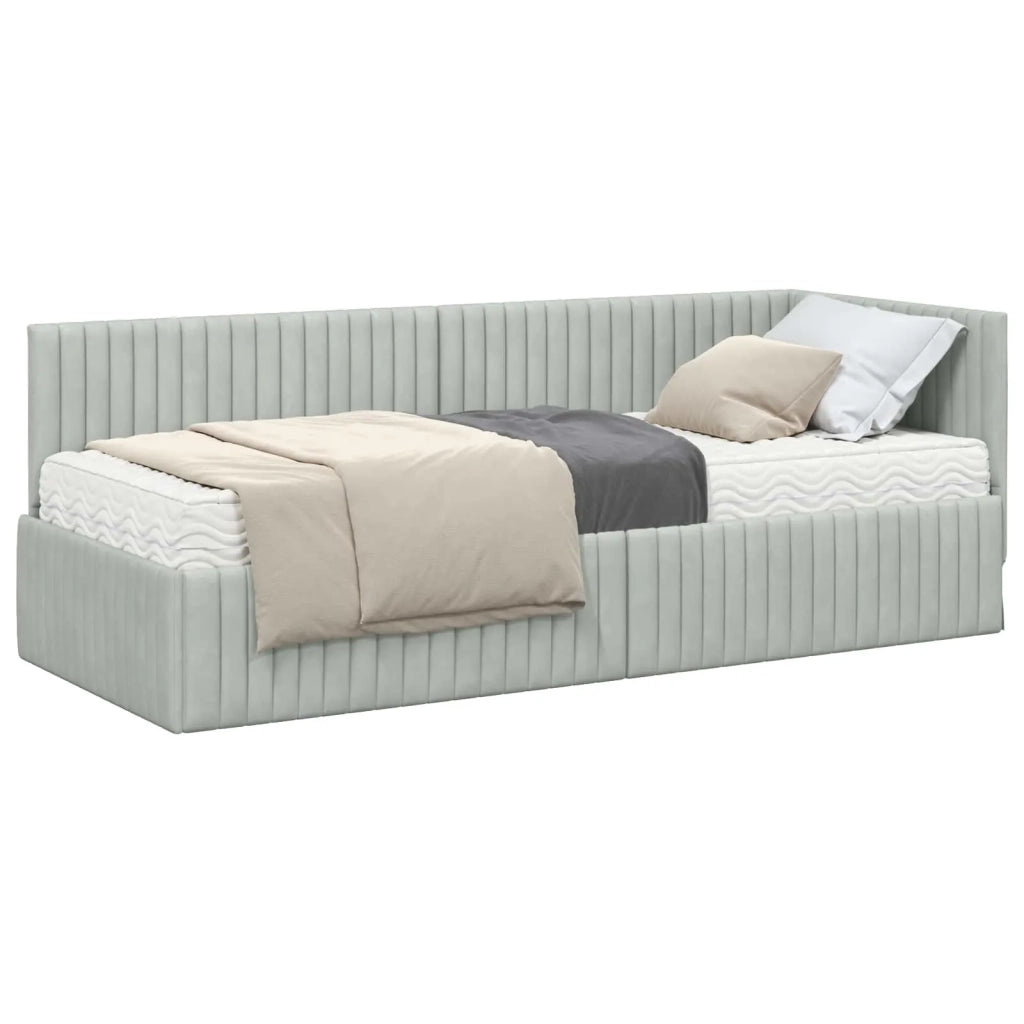 Letto singolo | Letto per adulti | Struttura Letto Angolare con Materasso 2 pcs Grigio chiaro