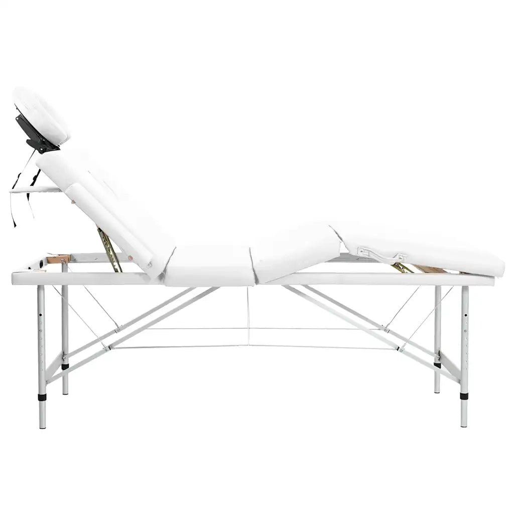 Lettino Massaggio Pieghevole Bianco Crema 4 Zone con Telaio Alluminio cod mxl 13788