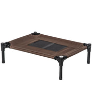 Lettino per Cani Rialzato con Seduta Traspirante 61x46x18 cm in Acciaio e Tessuto Nero e Caffè