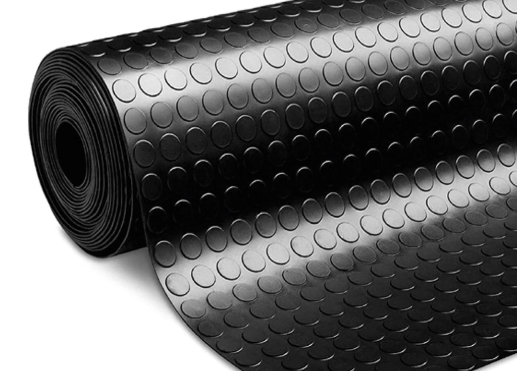 Tappeto Rivestimento Pavimento Gommato PVC Con Bolle Colore Nero Bollato - 100x500 - Floor Nero