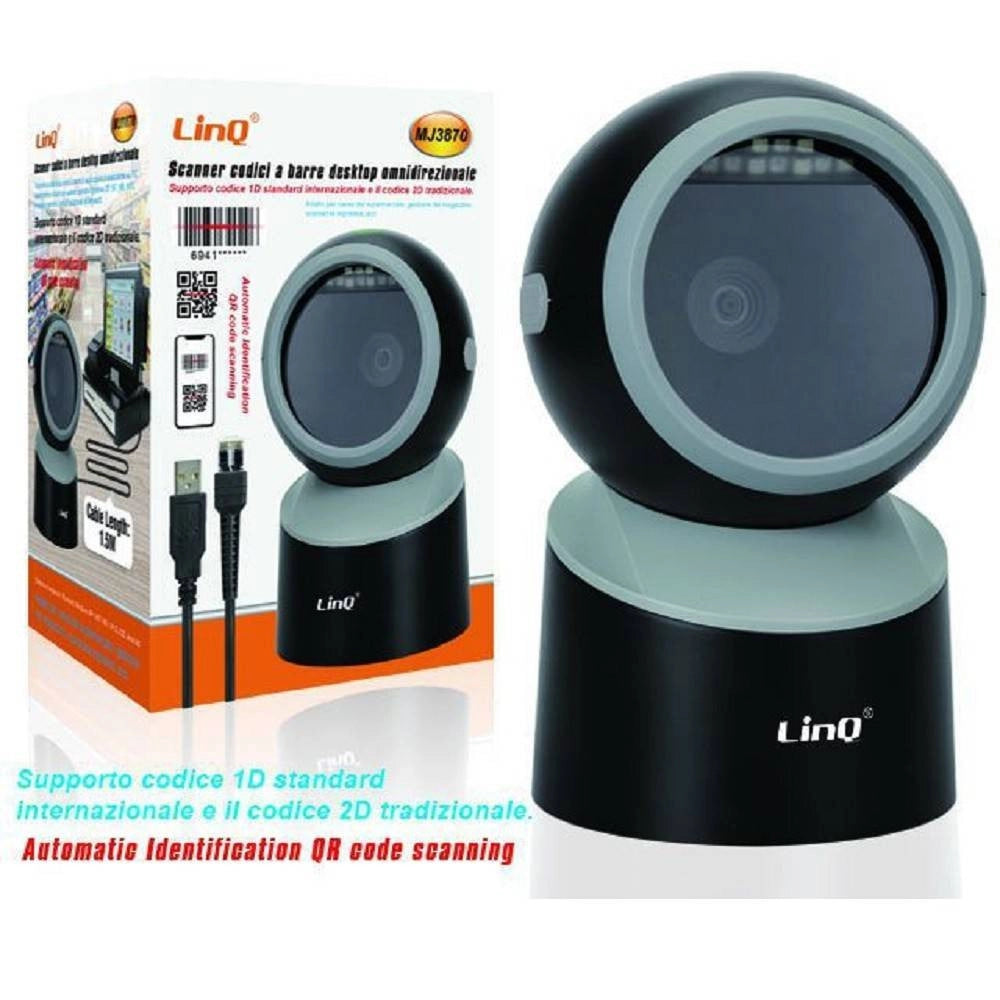 Trade Shop - Scanner Barcode Lettore Codici A Barre Scrivania Omnidirezionale Qr 1d 2d Mj3870 -