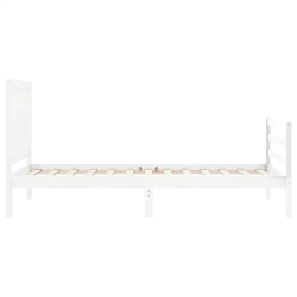 Giroletto con Testiera-Struttura Letto con testiera Bianco Single in Legno Massello 117774