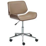 Sedia da ufficio ecopelle beige e legno scuro arredamento da ufficio elegante