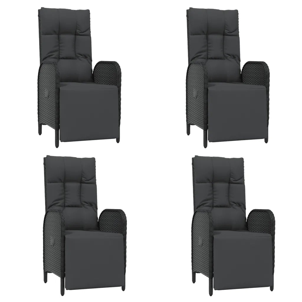 Set da Pranzo da Giardino 5 pz Nero con Cuscini in Polyrattan 3185060