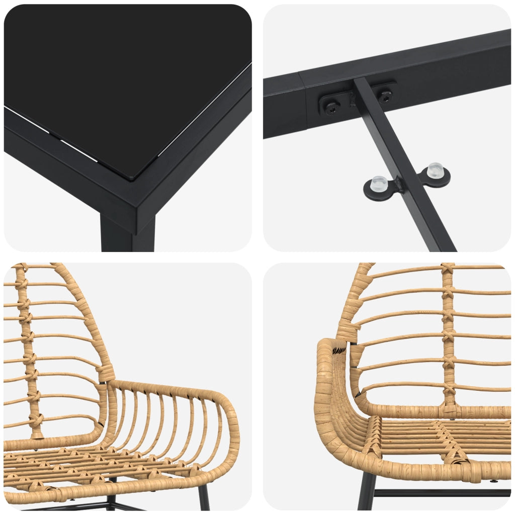 Set da Pranzo da Giardino 7 Pezzi Marrone Polyrattan
