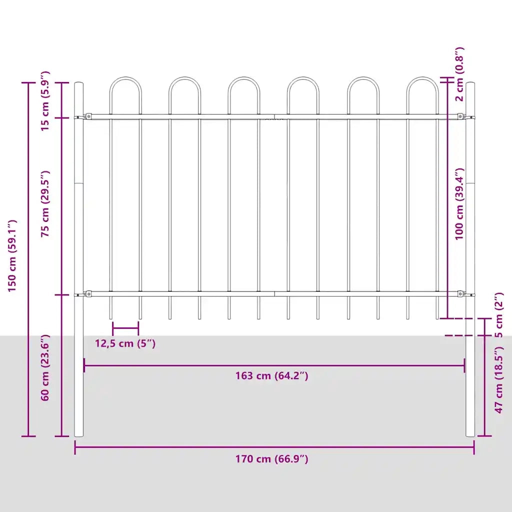 Recinzione per Giardino BOXTEL 7 pz 11,9 x 1 m Grigio 3334135