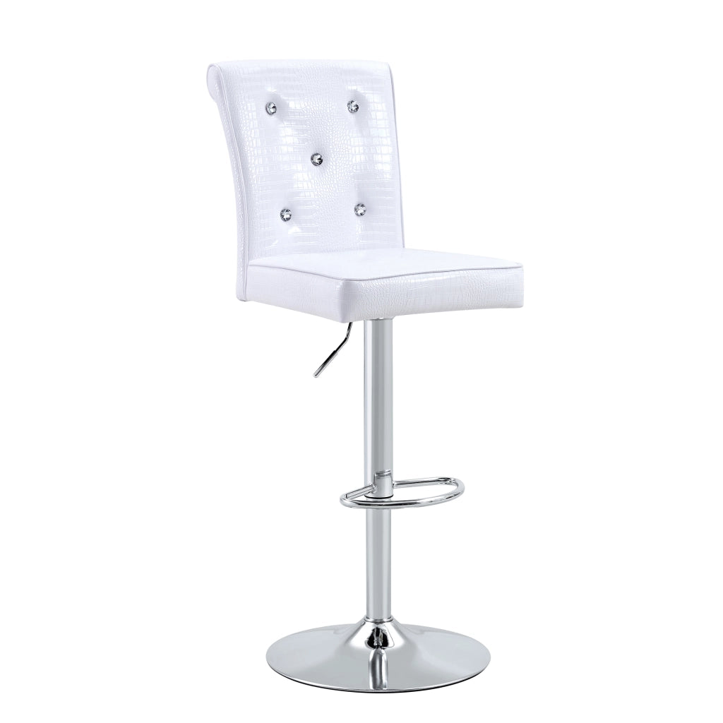 Sedie da pranzo vintage, 2 pezzi in PVC bianco con dettagli in cristallo e struttura robusta