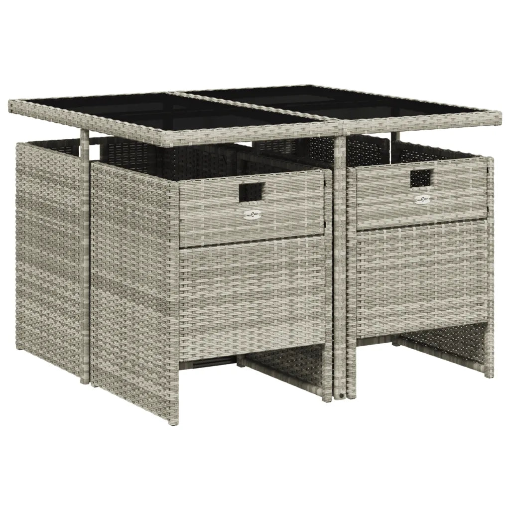 Set Pranzo da Giardino 5pz | Set Salotto da Giardino con Cuscini Grigio Chiaro Polyrattan