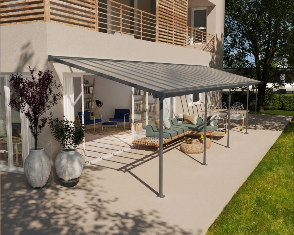 Pergola Addossata in Alluminio Feria  3X10.4 m colore Grigio