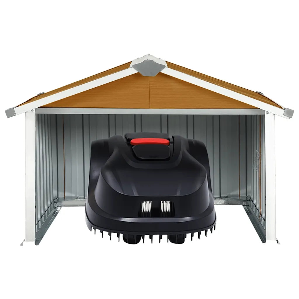 Capanno per Robot Tosaerba 92x97x63 cm Acciaio Zincato Marrone 150910