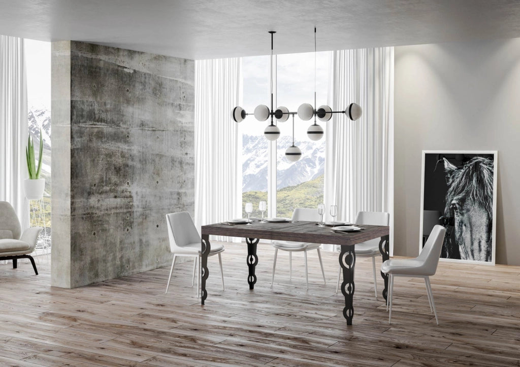 Tavolo allungabile 160/244x80 cm Karamay noce gambe antracite