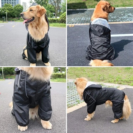 Impermeabile con Cappuccio Collo fori per Cani | Impermeabile, Riflettente e Pneumatico | Adatto per Razze Piccole, Medie e Grandi