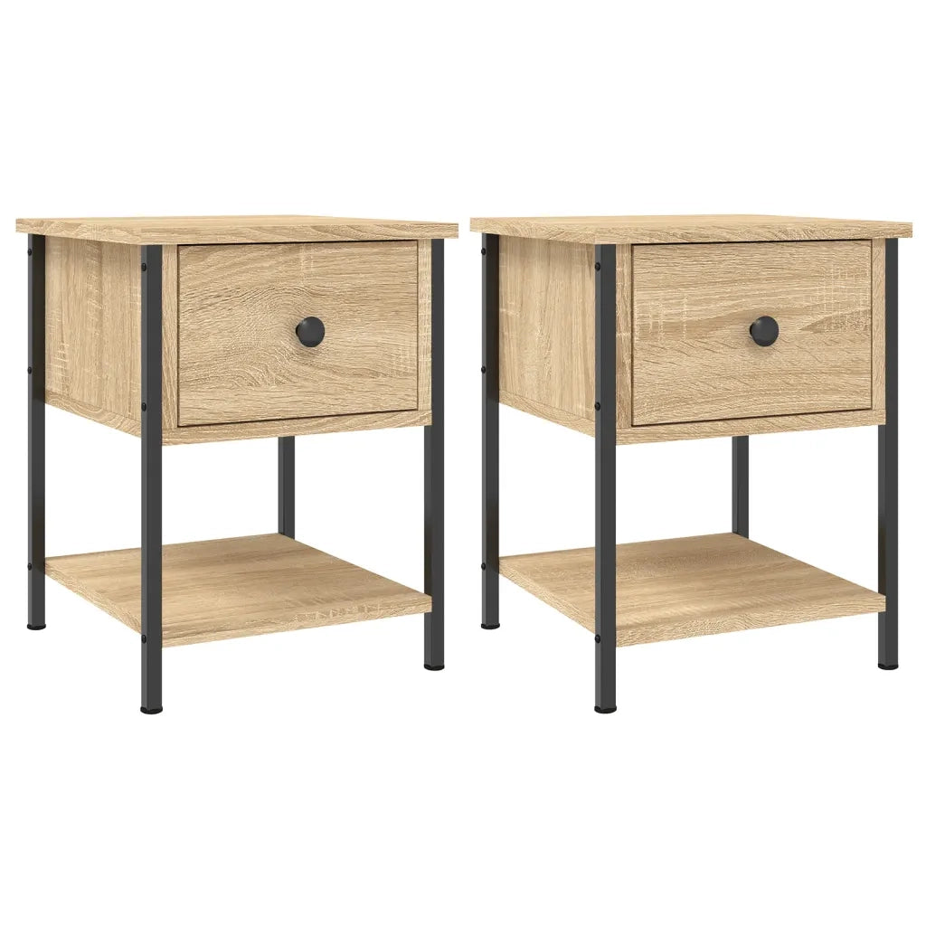 Set di 2 Comodini | Armadio da Notte | Mobiletto da notte Rovere Sonoma 34x35,5x45 cm in Legno Multistrato