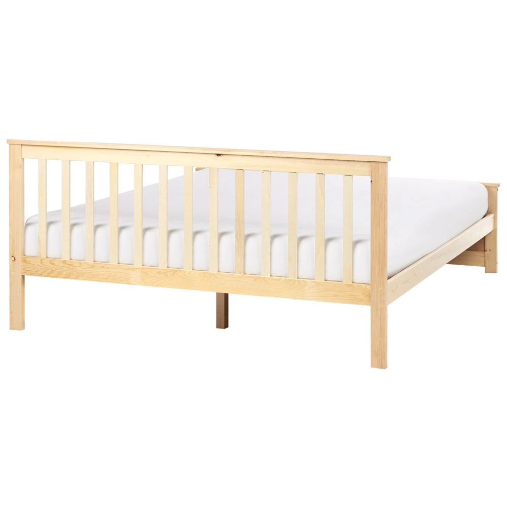 Letto matrimoniale in legno di Pino chiaro con Rete a Doghe 160 x 200 cm stile minimalista