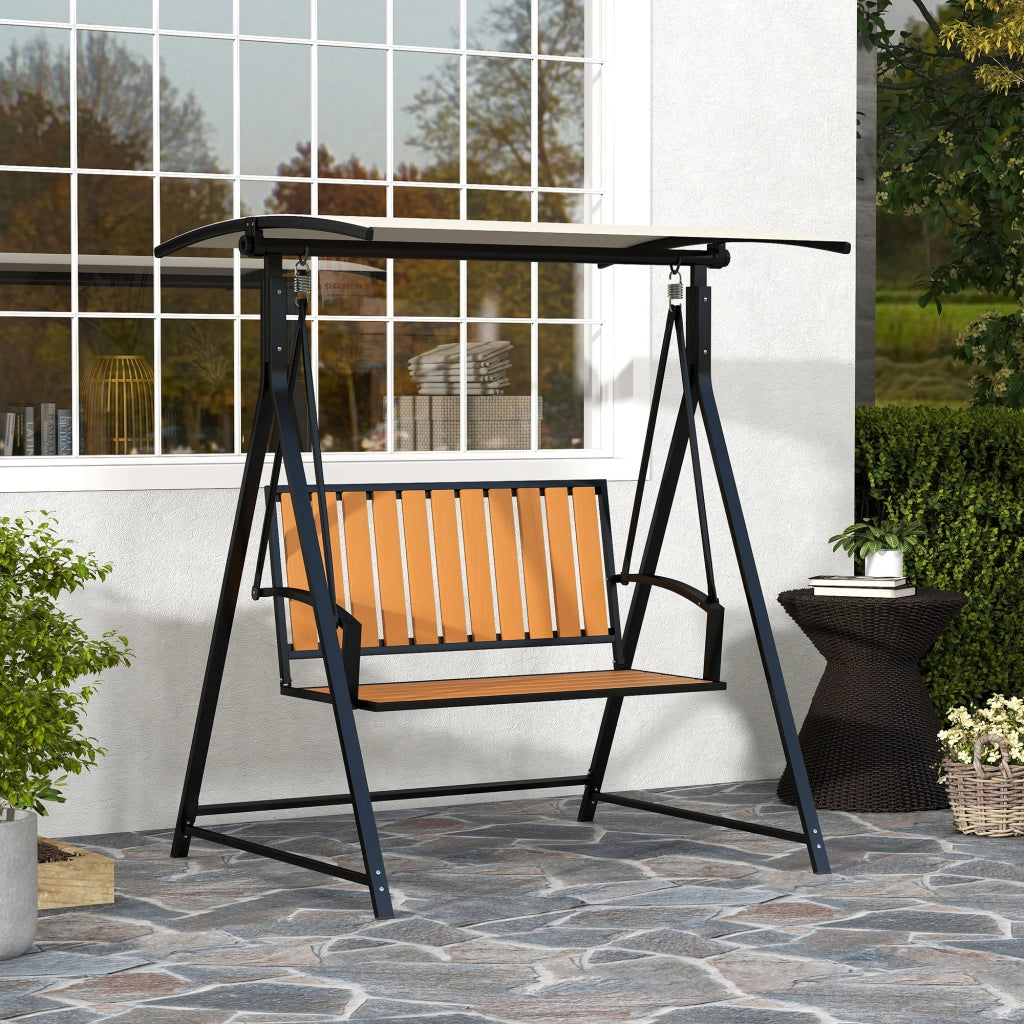 Altalena da giardino con tettoia regolabile, 2 posti ¨C zephmum ¨C nero, polyrattan, 142x112x162cm