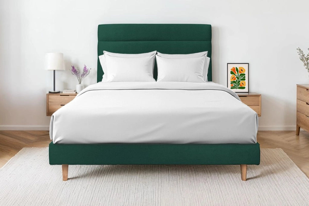 Letto 160x200 cm con testiera in linea - Tessuto velluto