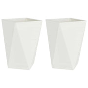 2 pz Fioriera | Cassetta per fiori | Vaso Bianco 50 x 50 x 75 cm Acciaio