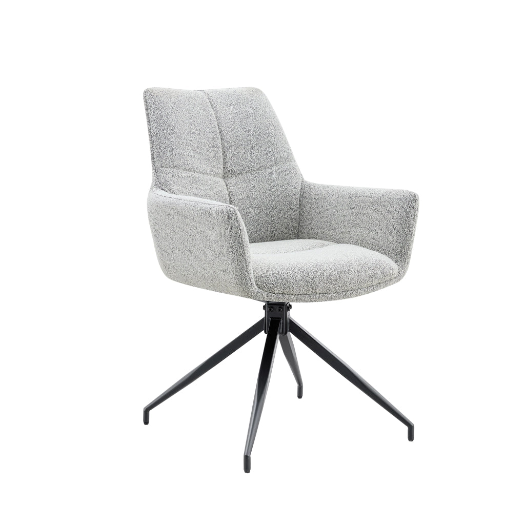 Sedia girevole 360° con braccioli; tessuto e metallo; grigio chiaro e nero; 71.0 × 57.5 × 52.5 cm