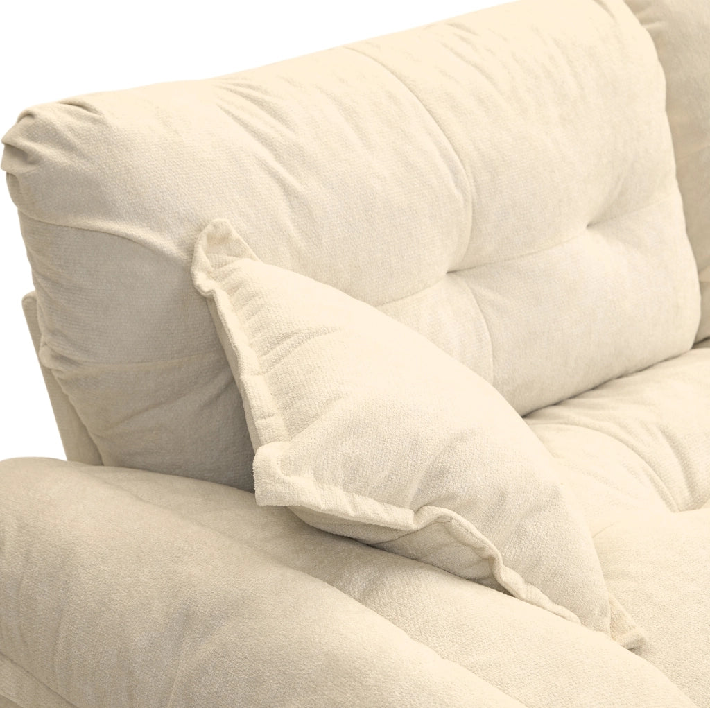 Divano 2 posti in Chenille 214x89x93 cm con cuscini doppi in memory foam e molle a tasca