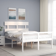 Letto per Anziani-Struttura Letto per Anziani  Bianco Testiera Small Double Legno Massello 749025