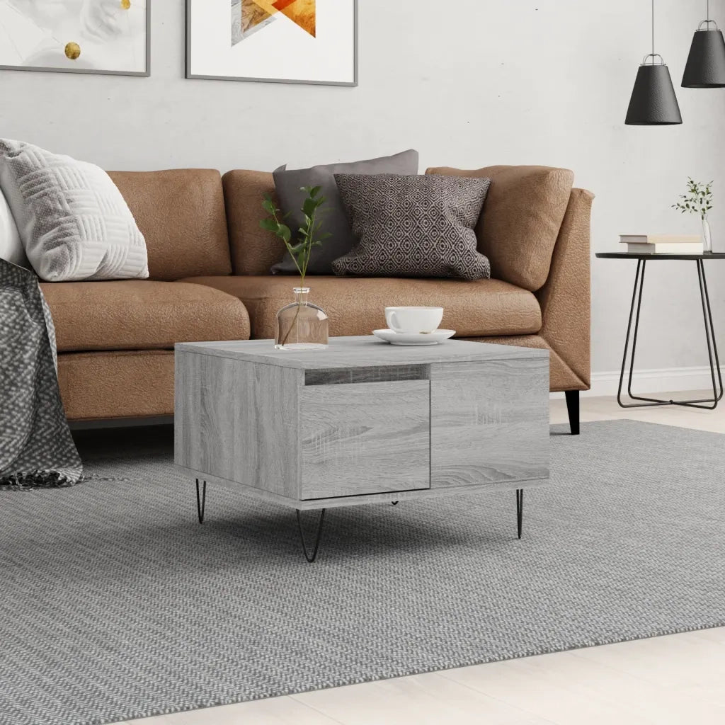 Tavolino Salotto-Tavolino da soggiorno-Tavolo Grigio Sonoma 55x55x36,5 cm Legno Multistrato 489134