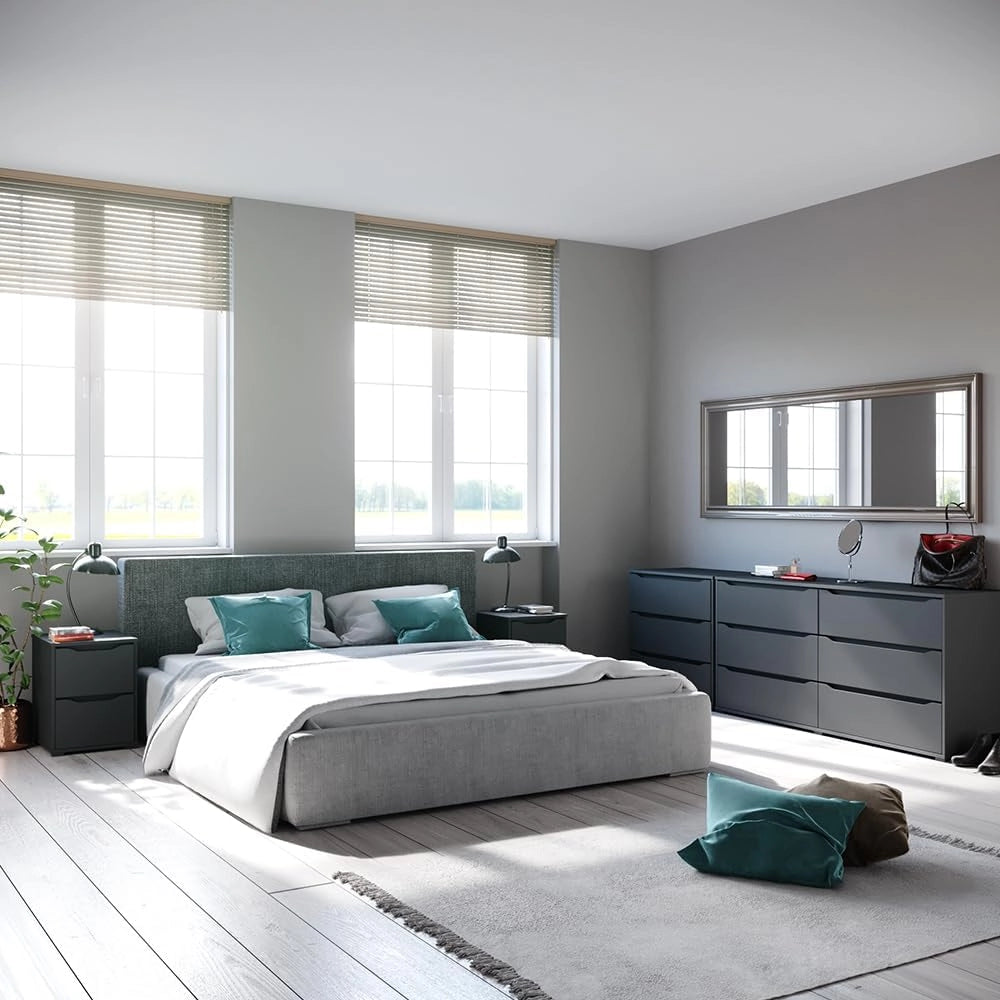 Cassettiera per camera da letto Ruben, Antracite, 48 x 77.6 cm, per riporre abiti e oggetti di uso quotidiano