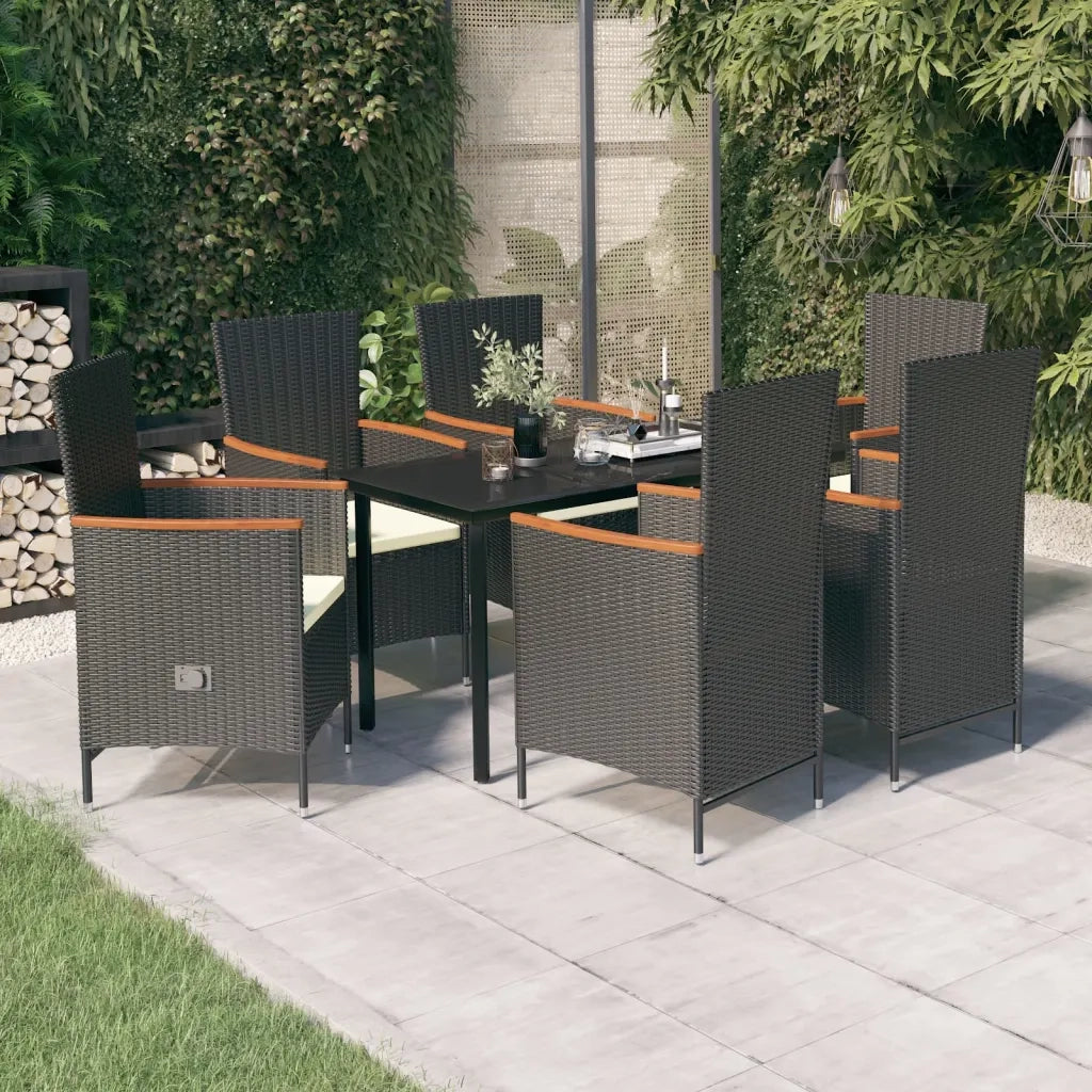 Set da Pranzo da Giardino 7 pz con Cuscini Nero cod mxl 38753