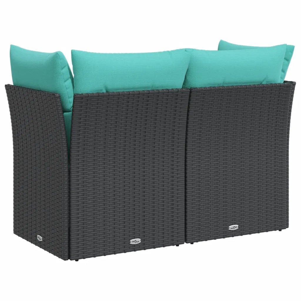 Divano da Giardino con Cuscini a 2 Posti Nero in Polyrattan 366025