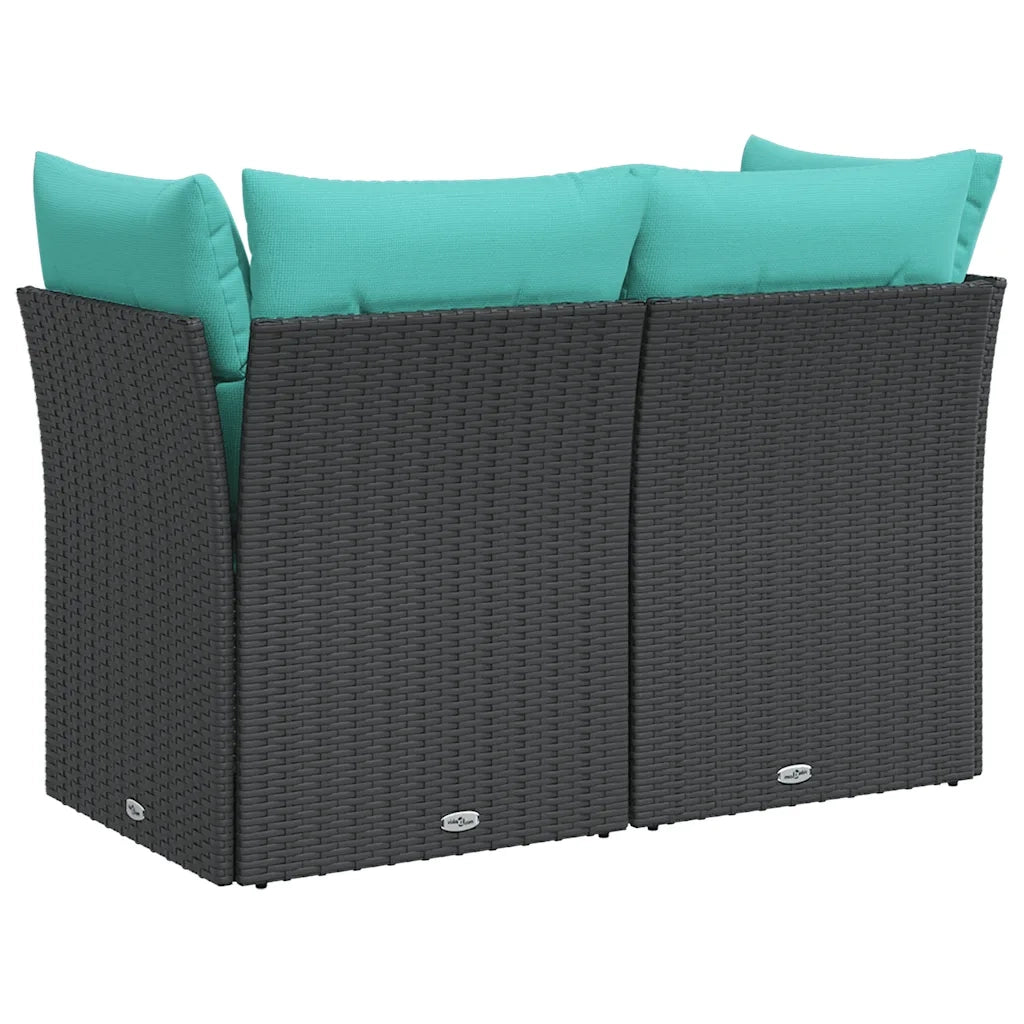 Divano da Giardino con Cuscini a 2 Posti Nero in Polyrattan 366025