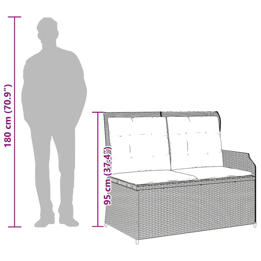 Panca Reclinabile da Giardino con Cuscini Beige in Polyrattan 368940
