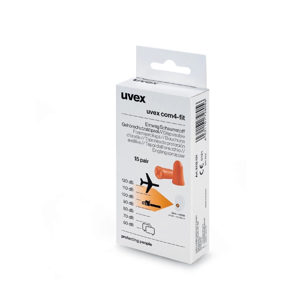 Uvex 2112131 com4-fit Tappo Auricolare Riutilizzabile Schiuma di Poliuretano SNR 33 dB Taglia S colore Arancione