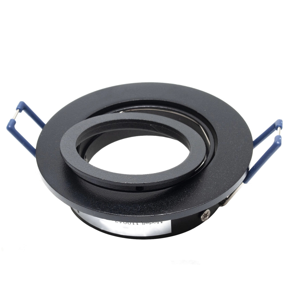 Faretto ad incasso LED 8W GU10 nero tondo foro 70mm moderno orientabile luce soffitto ingresso ufficio NERO 6000K