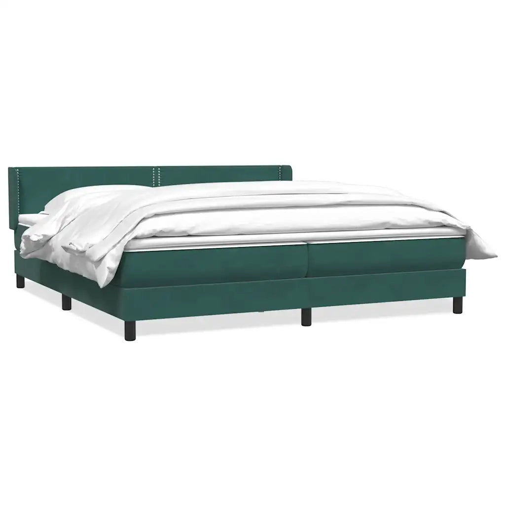 Giroletto a Molle con Materasso Verde Scuro 180x220 cm Velluto