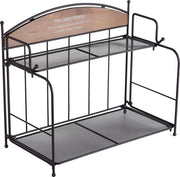 Kruidenrek per Cucina 2 Livelli in Metallo e Legno con Scomparto Opportuno, Modello 3