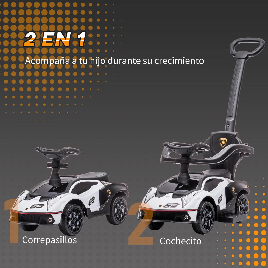 Coche Correpasillos Bambini 2 in 1 ¨C Zephmum ¨C 86.5x40x89.5 cm Bianco e Nero