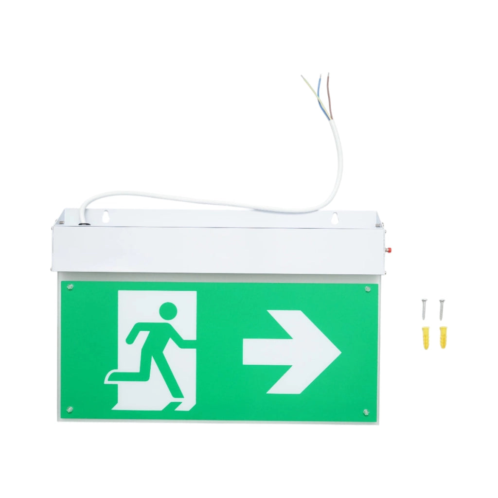 Lampada di emergenza a LED EXIT 220V, 3W, batteria agli ioni di litio 1800mAh, montaggio a superficie, autonomia 3 ore IP20