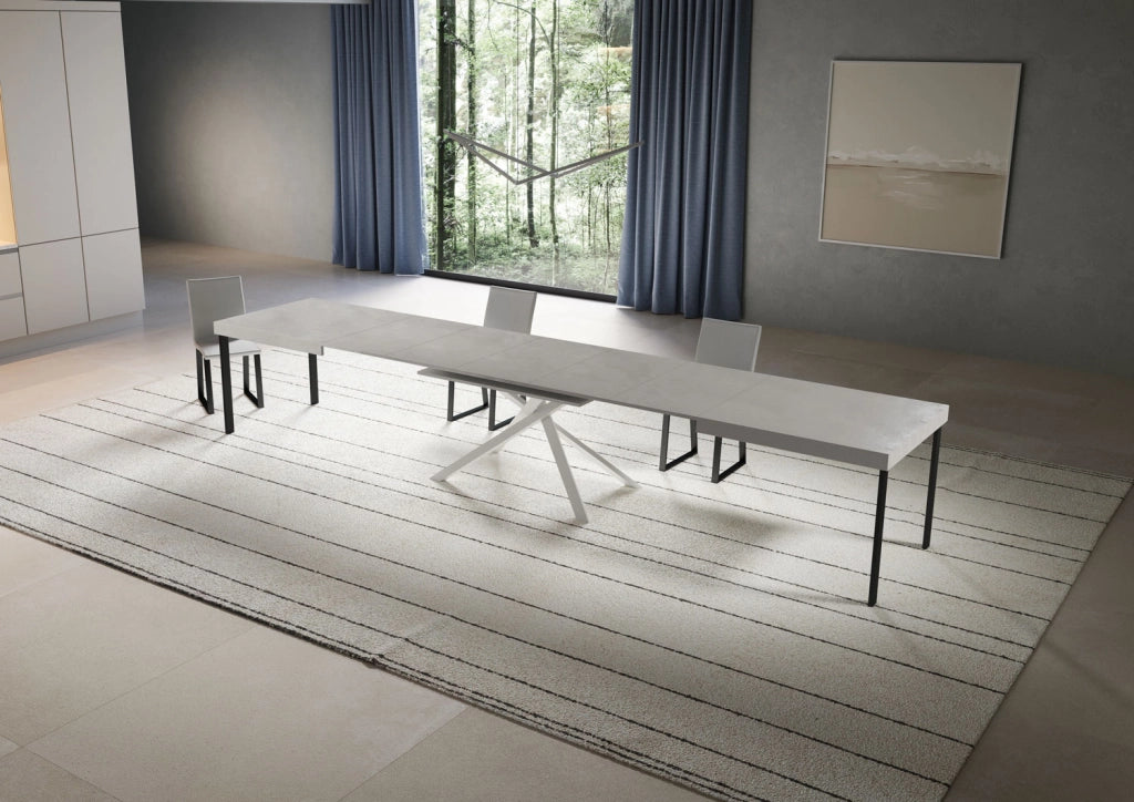 Tavolo allungabile 200/460x90 cm Niket cashmere gambe bianche