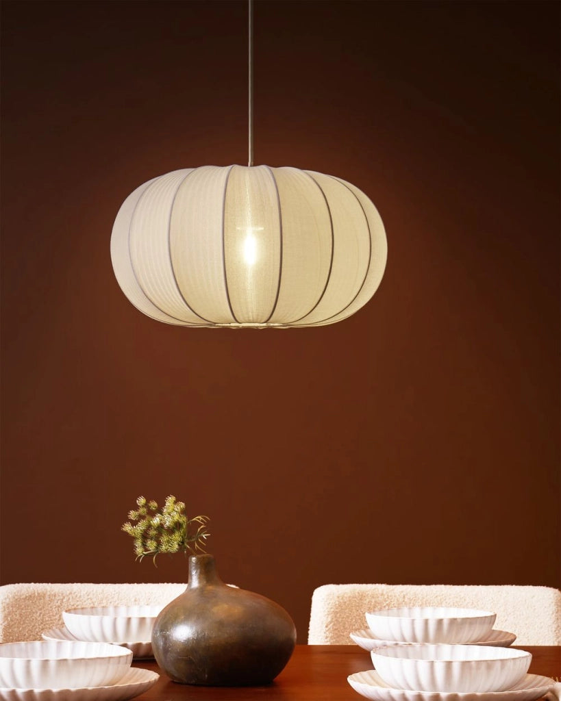 Lampada a sospensione con paralume in nylon bianco Design moderno Luce per il soggiorno